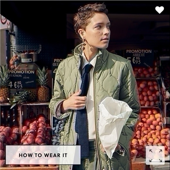 J.Crew Quilted Cocoon Puffer With PrimaLoft Jacket Coat Green - Picture 10 of 12